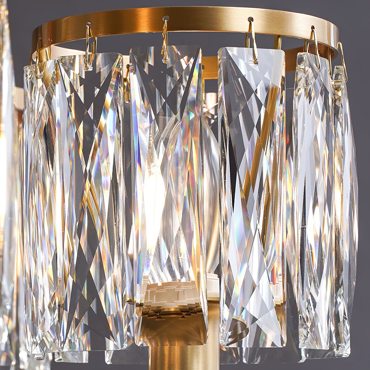 Crystal Column Brass Chandelier