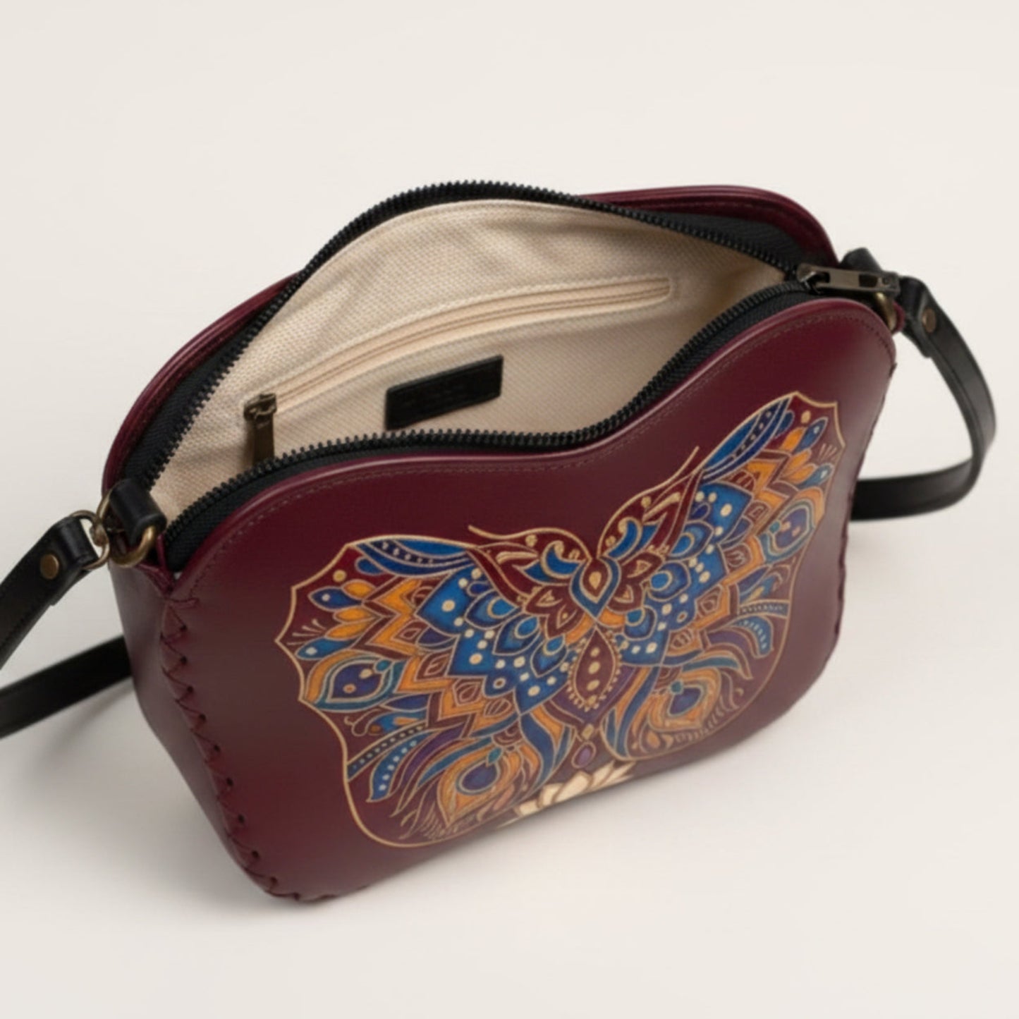 Light In The Space Handmade Leather Butterfly Crossbody Bag