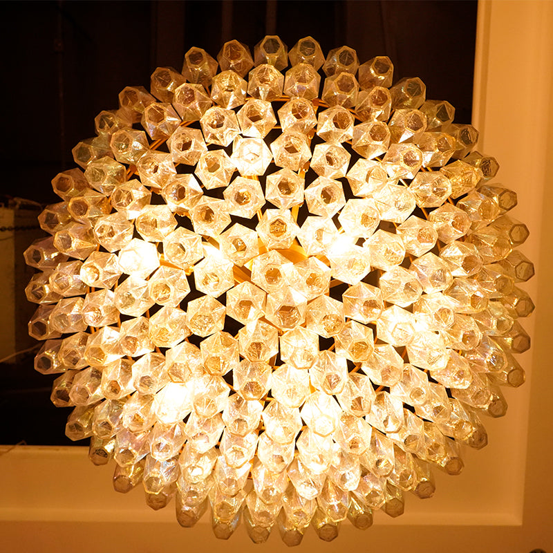 Murano Faceted Transparent Glass Chandelier