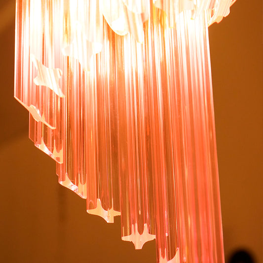 Murano Spiral Pink Prism Glass Chandelier