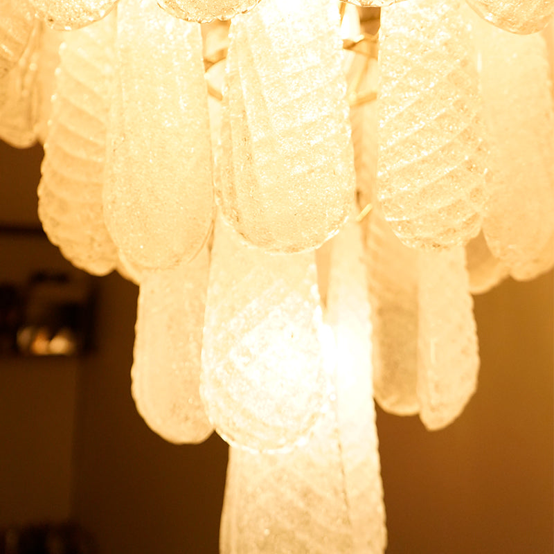 Vintage Transparent Murano Glass Petals Drop Chandelier