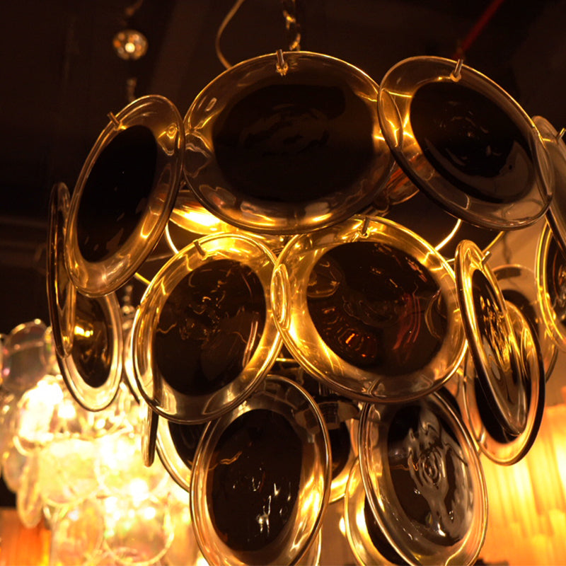 Vintage Murano Orange Brown Chandelier