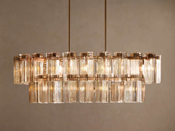 Artisan 72" Delsie Oval Tiered Chandelier in Brass with Clear Glass