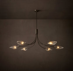 Heritage Shell Clear Glass Linear Chandelier – 54"