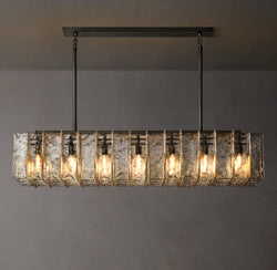 Signature Lattice Clear Glass Rectangular Chandelier – 67"