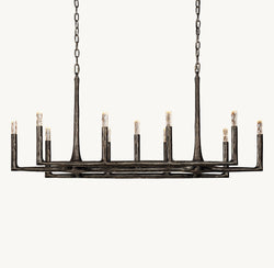 Artisan Thaddeus Linear Chandelier – 54" Forged Bronze