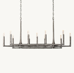 Artisan Thaddeus Linear Chandelier – 54" Forged Pewter