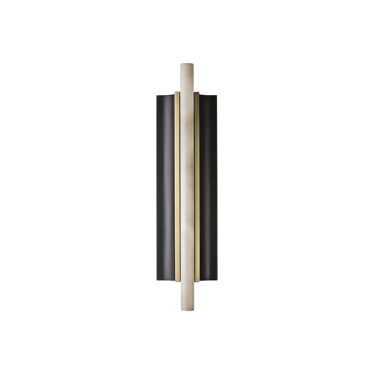 Timide wall lamp with a tall pale alabaster element and dark rectangular backplate.
