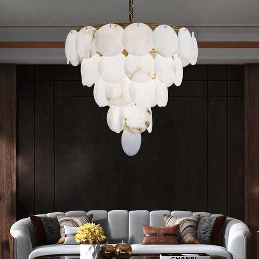 Aurora Round Chandelier Alabaster for Living Room Dining Table