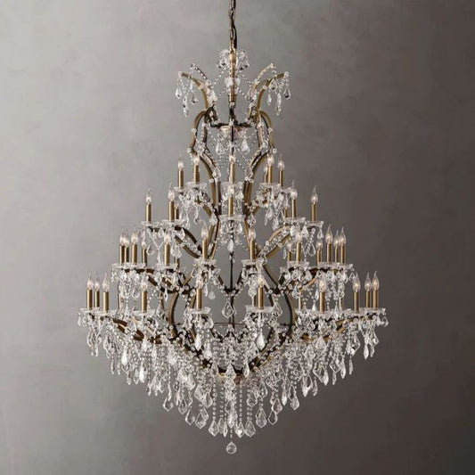19th C. Rococo Iron & Crystal Round Chandelier