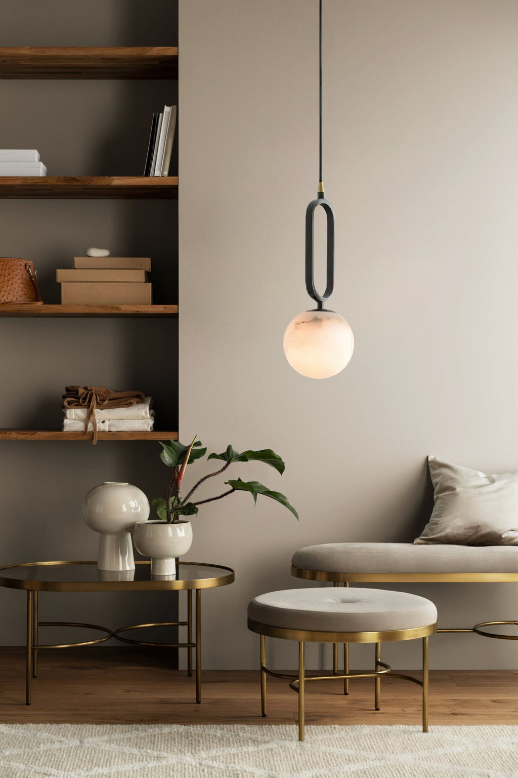 Alabaster Ball Pendant Lamp — view 9