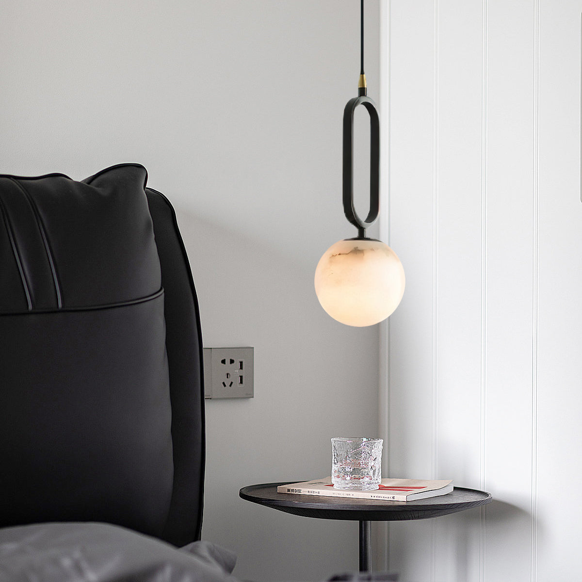 Alabaster Ball Pendant Lamp — view 2