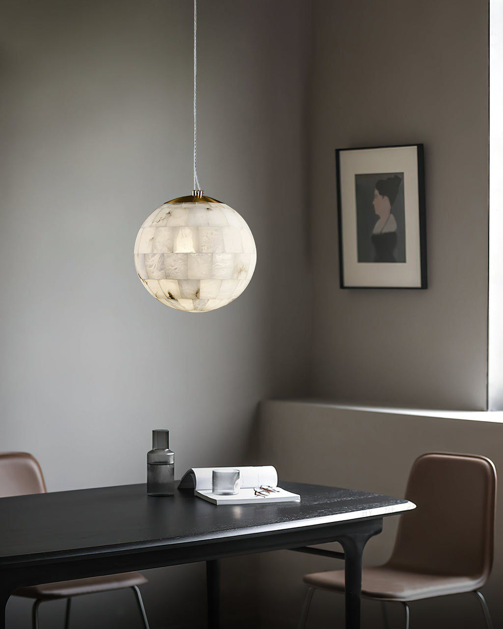 Alabaster Ball Pendant Light — view 3