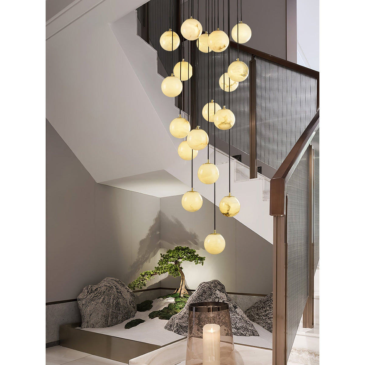 Alabaster Balls Cluster Chandelier — view 28