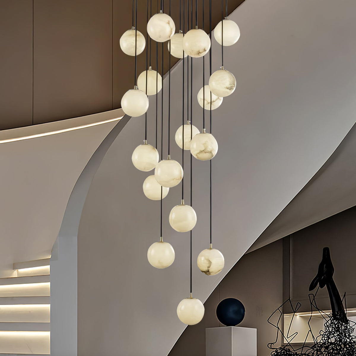 Alabaster Balls Cluster Chandelier — view 20