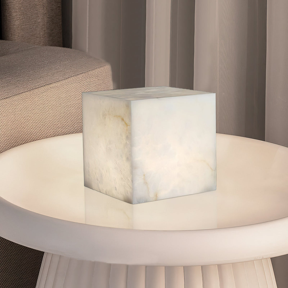 Alabaster Cubic Table Lamp — view 10
