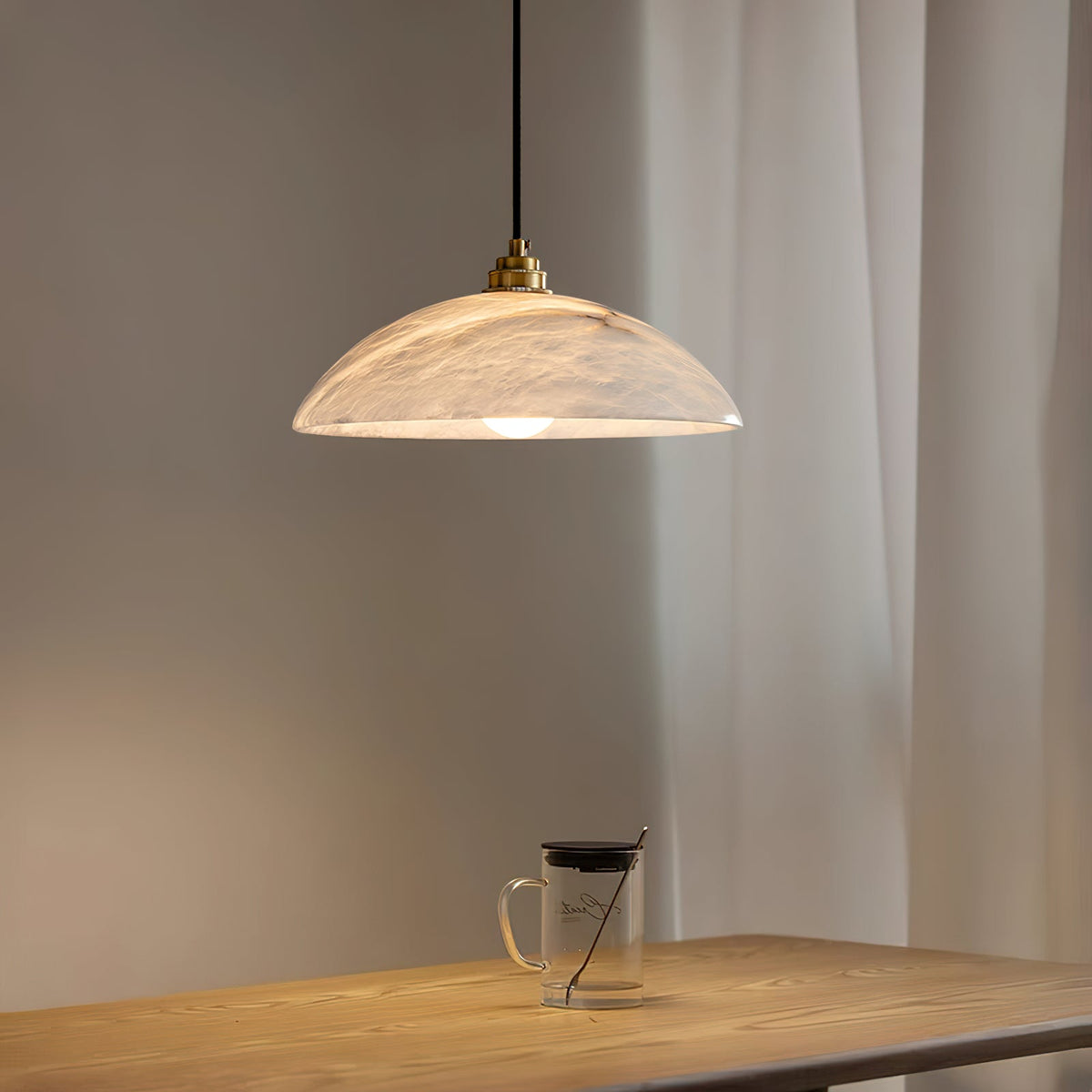 Alabaster Dome Pendant Light — view 2