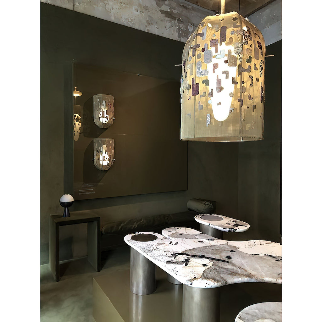 Alabaster Embroidered Pendant Lamp — view 4