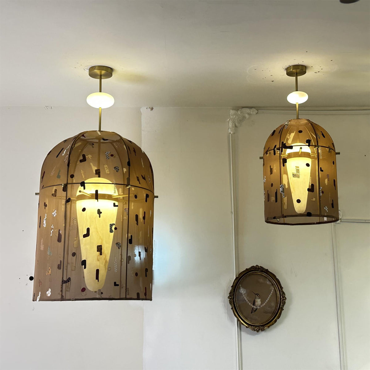 Alabaster Embroidered Pendant Lamp — view 6