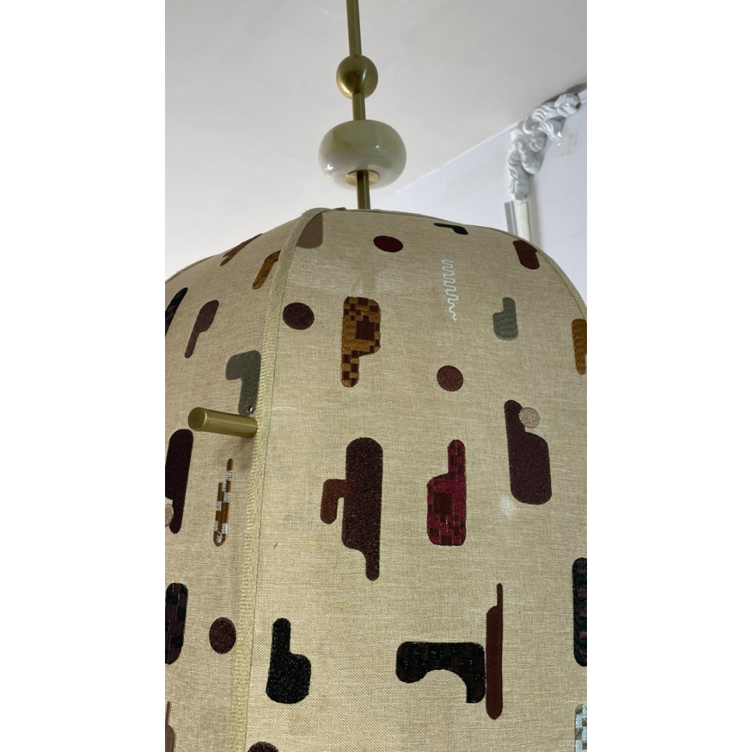 Alabaster Embroidered Pendant Lamp — view 10