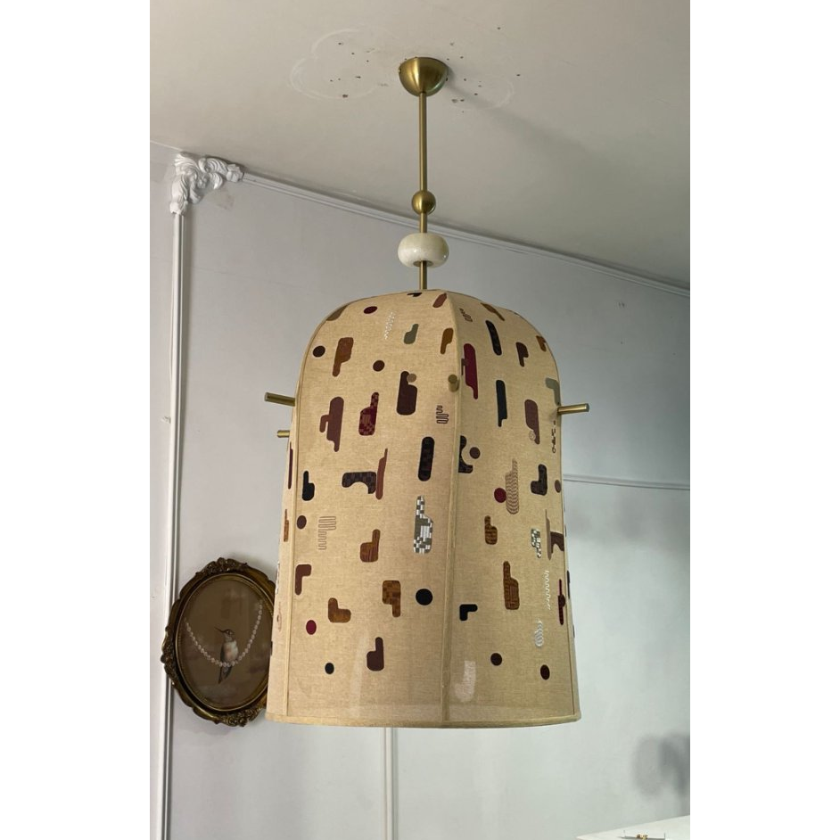 Alabaster Embroidered Pendant Lamp — view 12