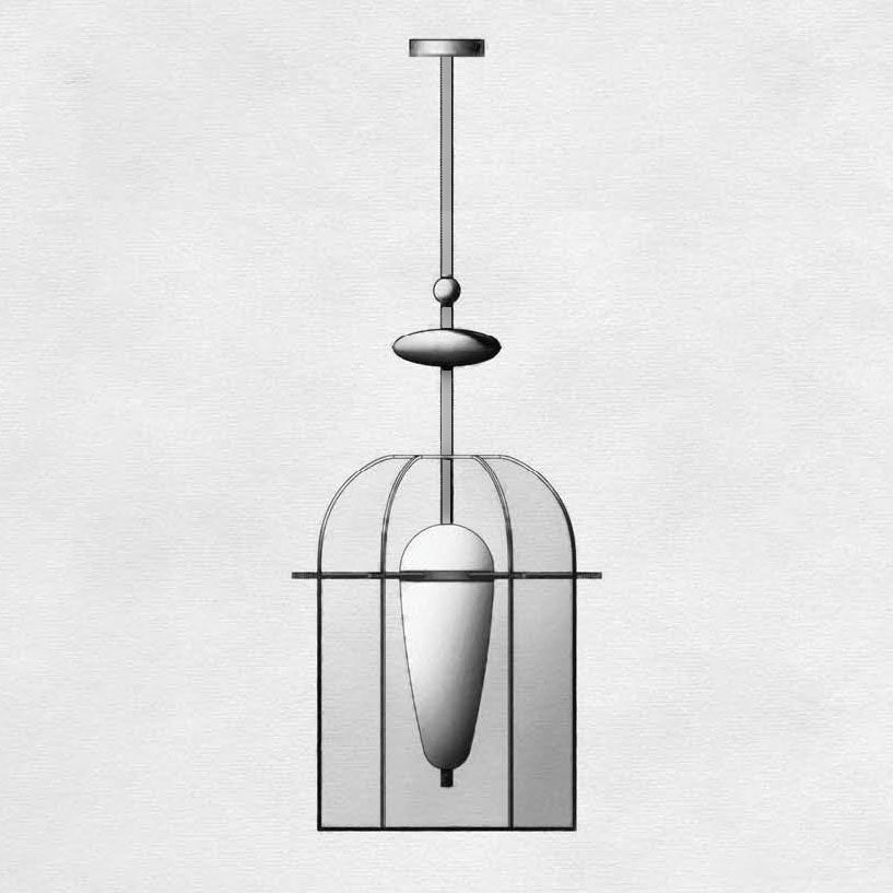 Alabaster Embroidered Pendant Lamp — view 8