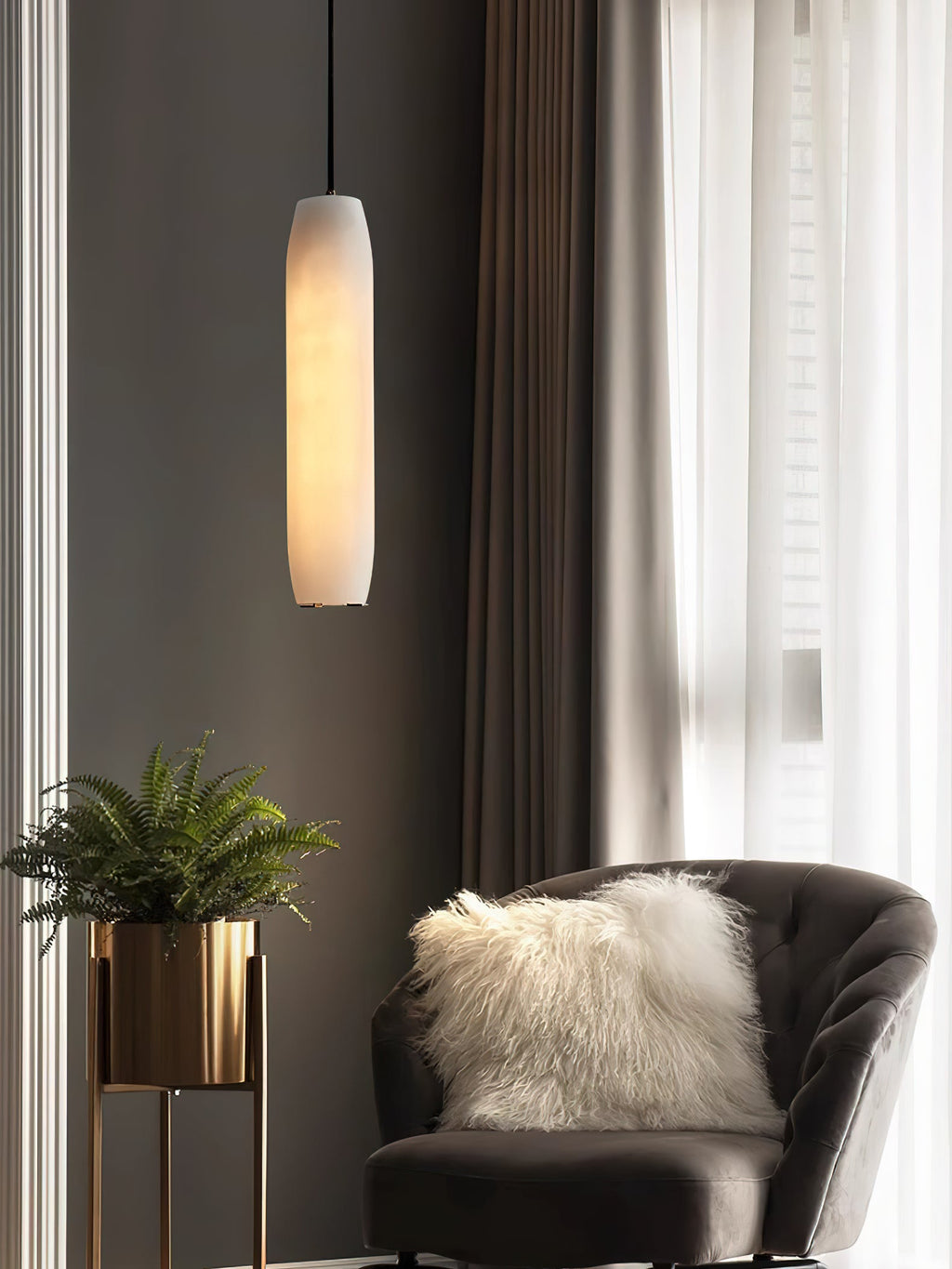 Alabaster Flute Pendant Light — view 15