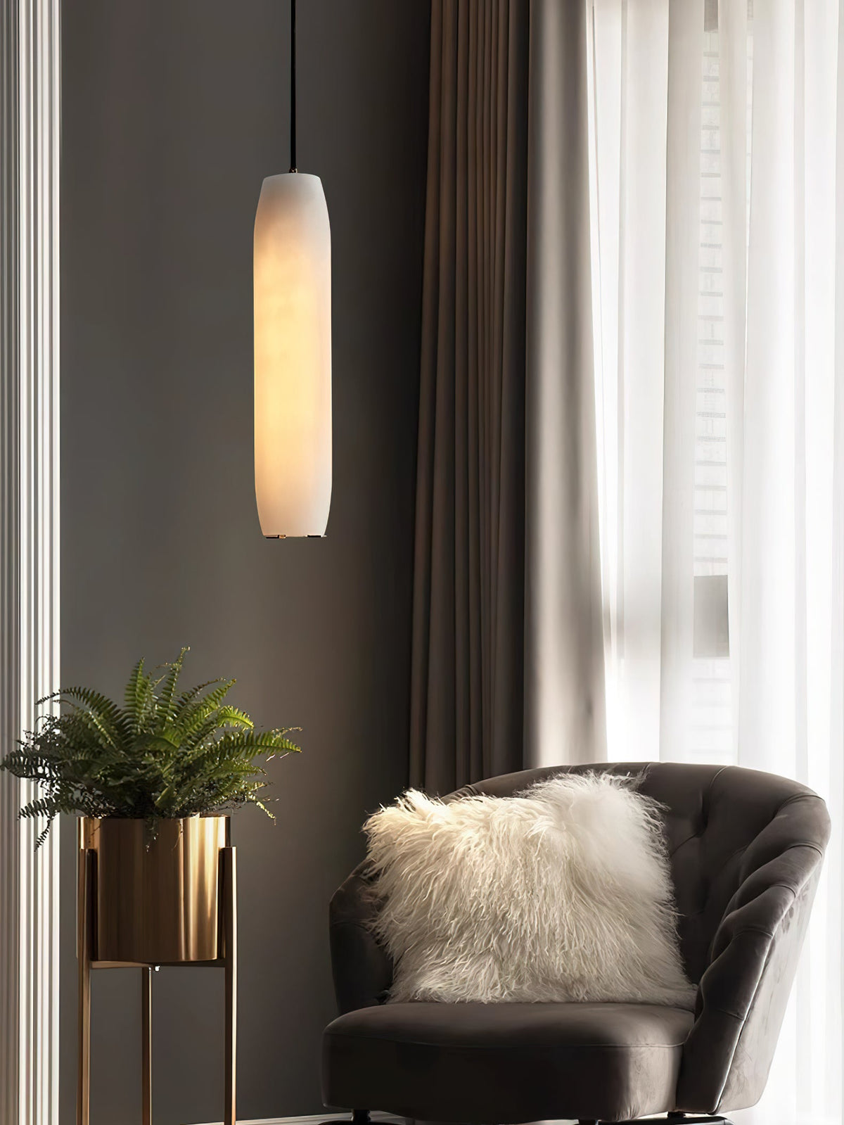 Alabaster Flute Pendant Light — view 15