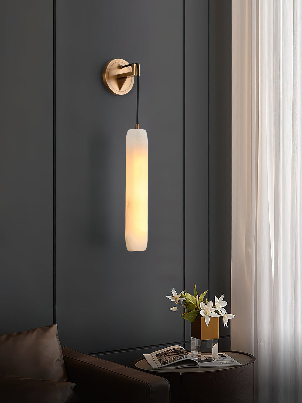 Alabaster Flute Wall Lamp — view 20