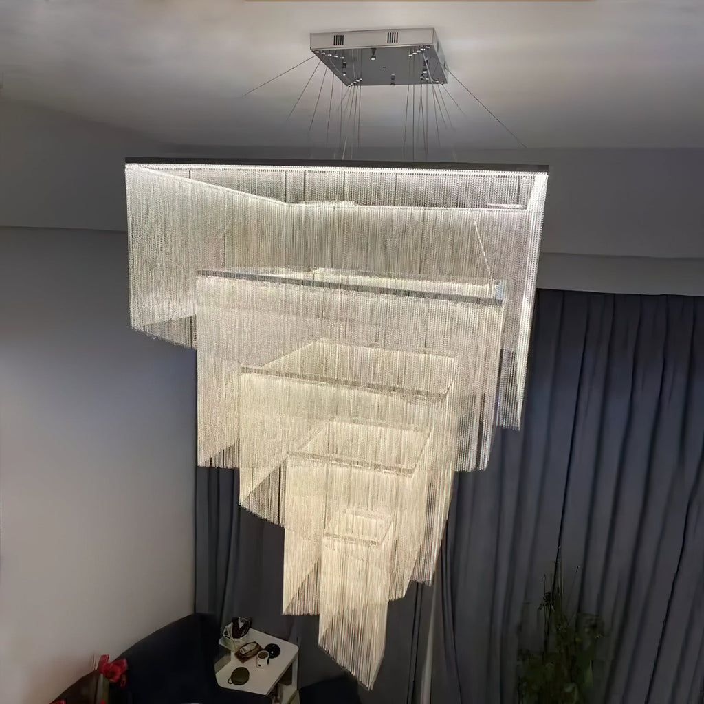Aluminum Chain Tassel Chandelier — view 4