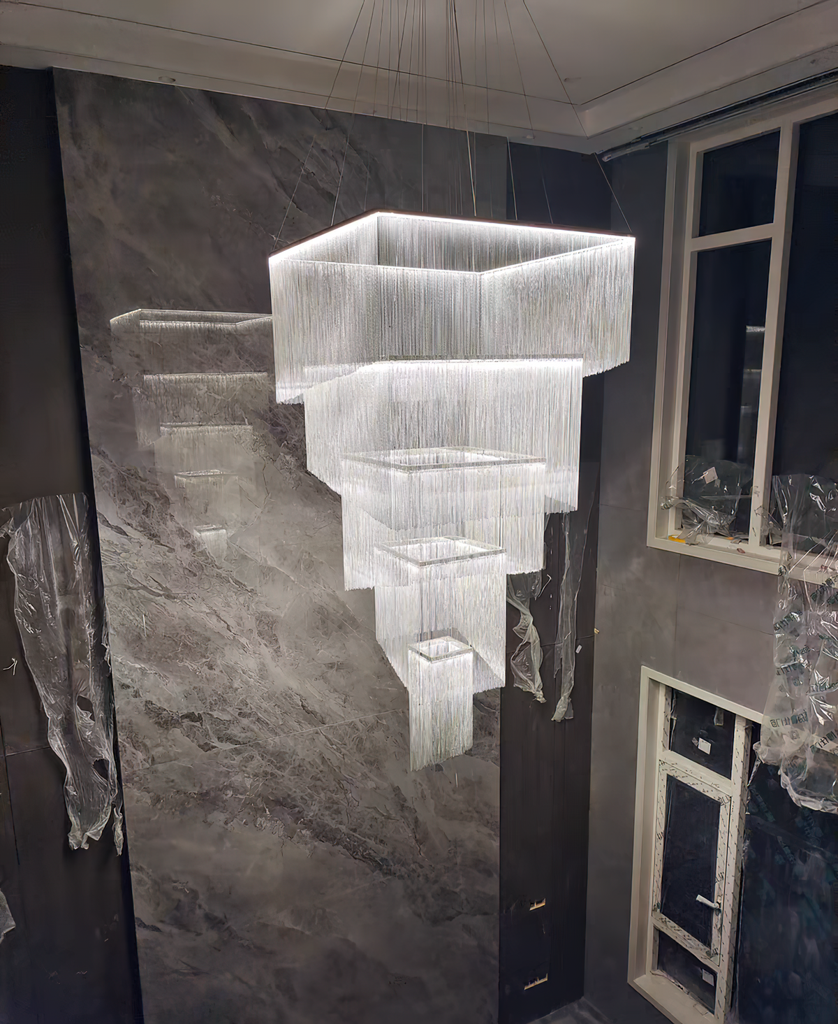 Aluminum Chain Tassel Chandelier — view 11