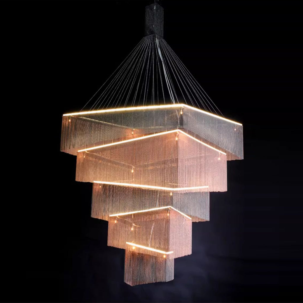 Aluminum Chain Tassel Chandelier — view 18
