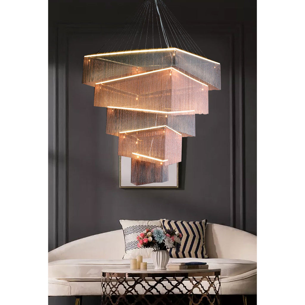 Aluminum Chain Tassel Chandelier — view 12