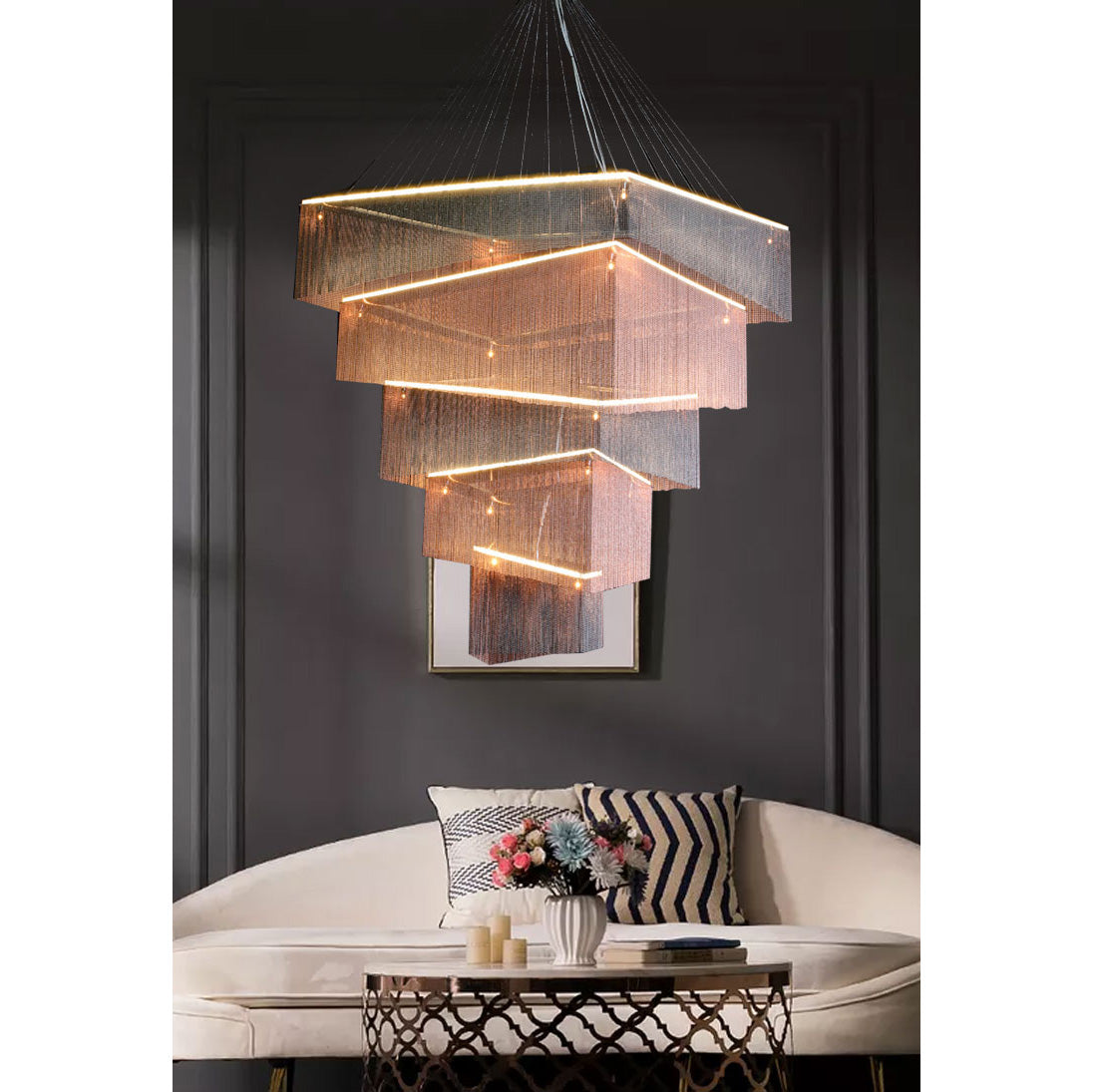Aluminum Chain Tassel Chandelier — view 12