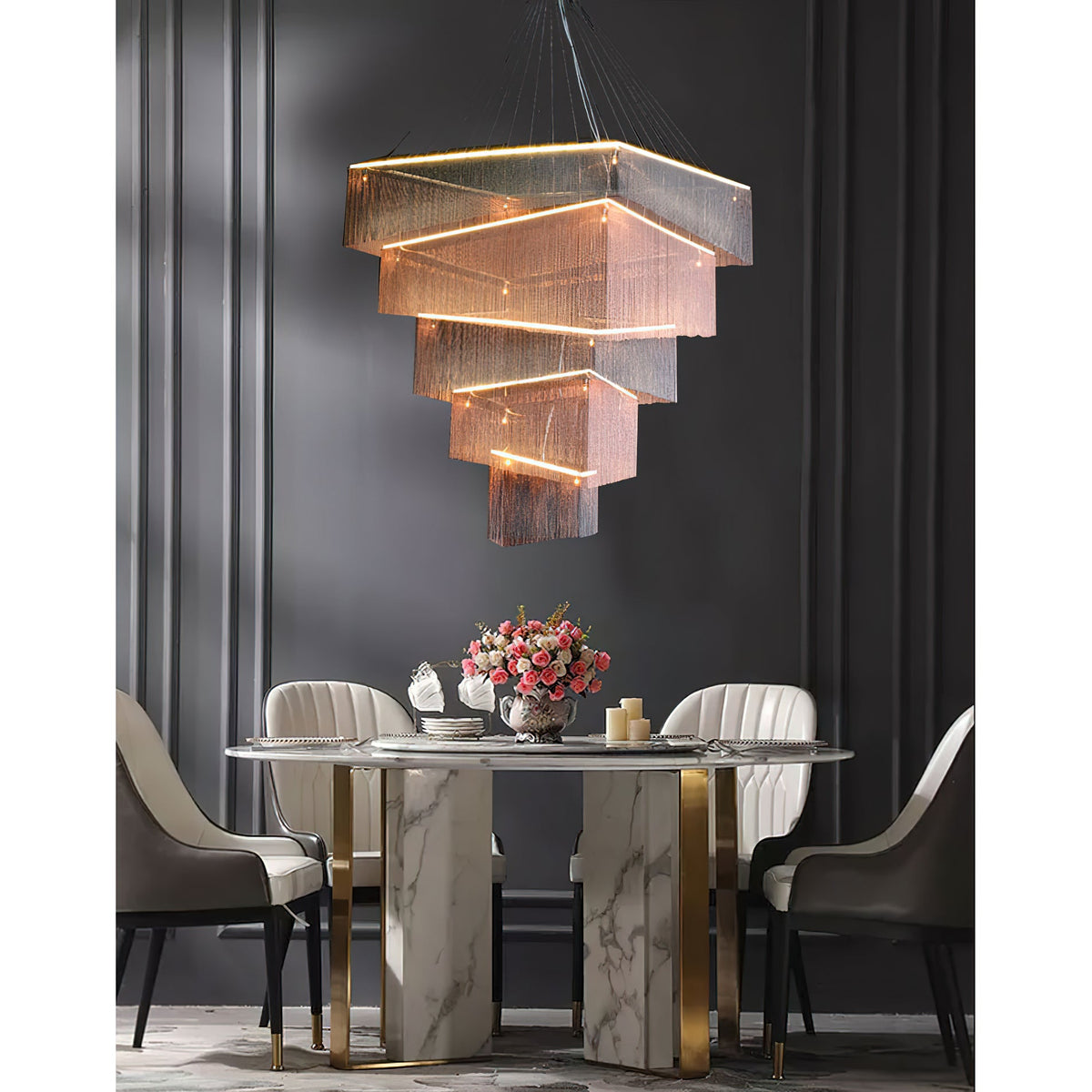Aluminum Chain Tassel Chandelier — view 6