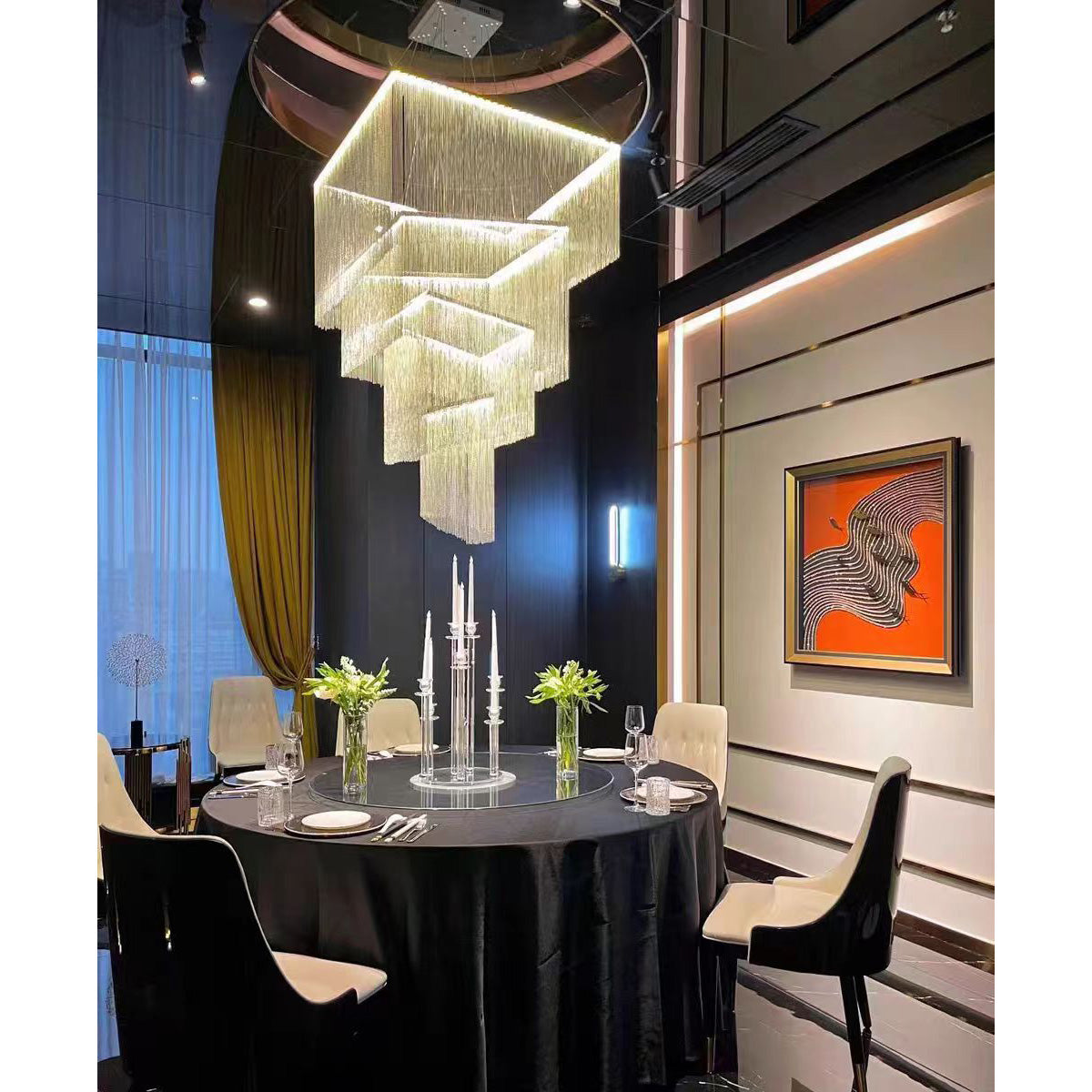 Aluminum Chain Tassel Chandelier — view 5