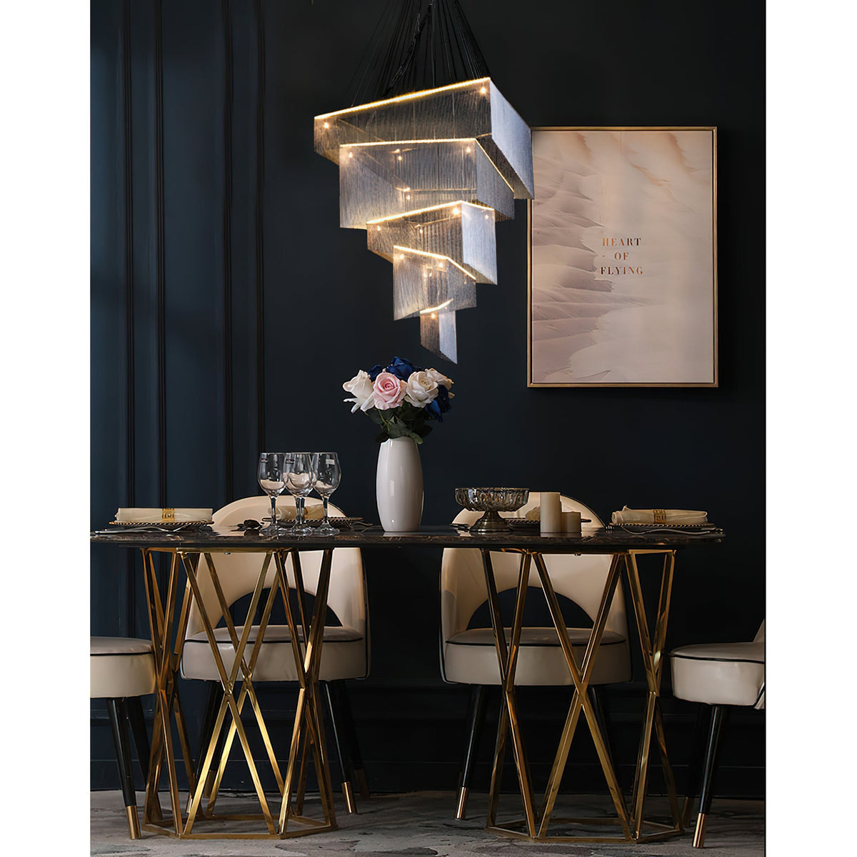 Aluminum Chain Tassel Chandelier — view 7