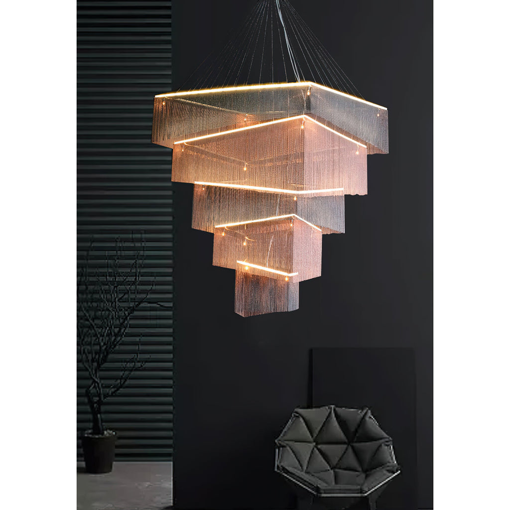 Aluminum Chain Tassel Chandelier — view 10
