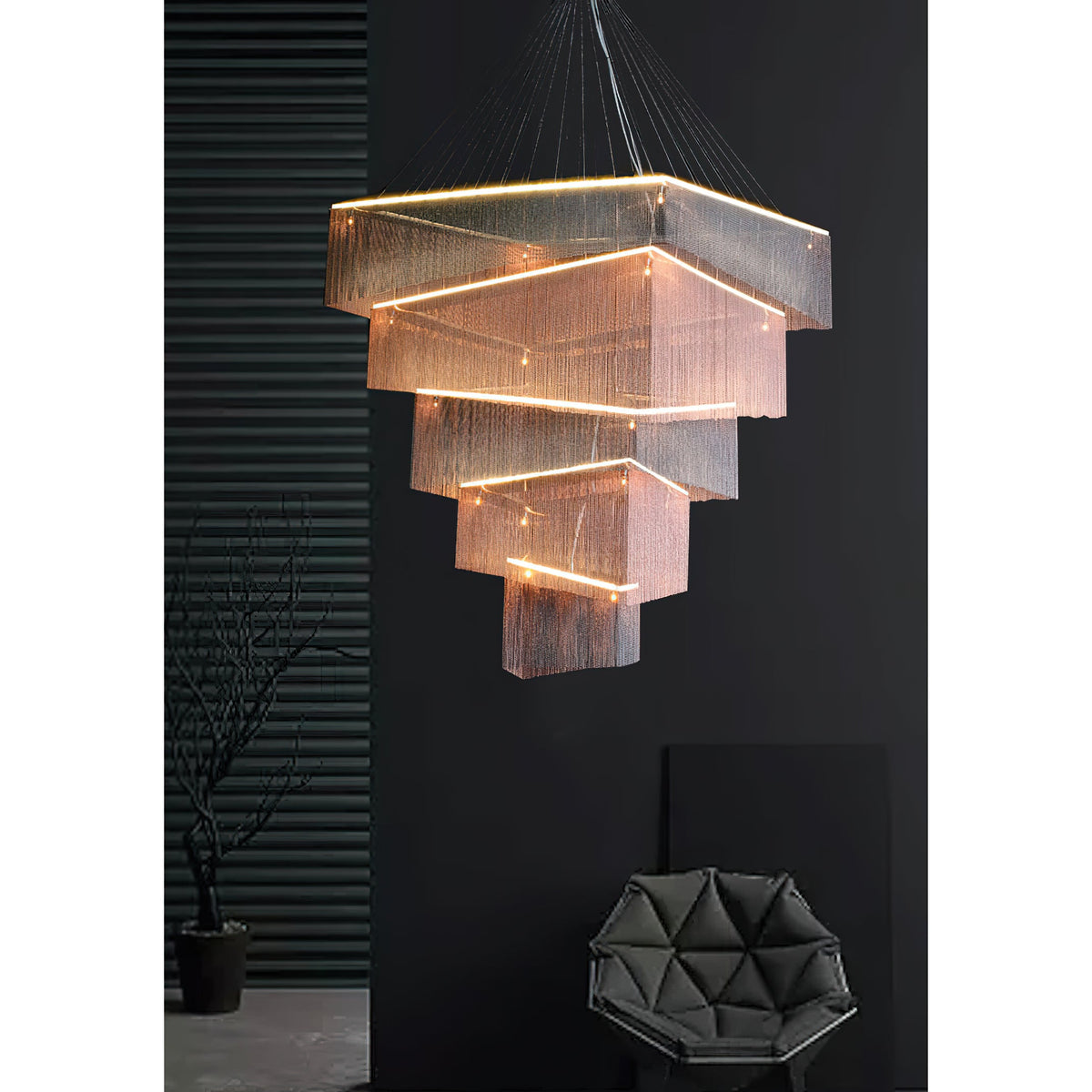 Aluminum Chain Tassel Chandelier — view 10
