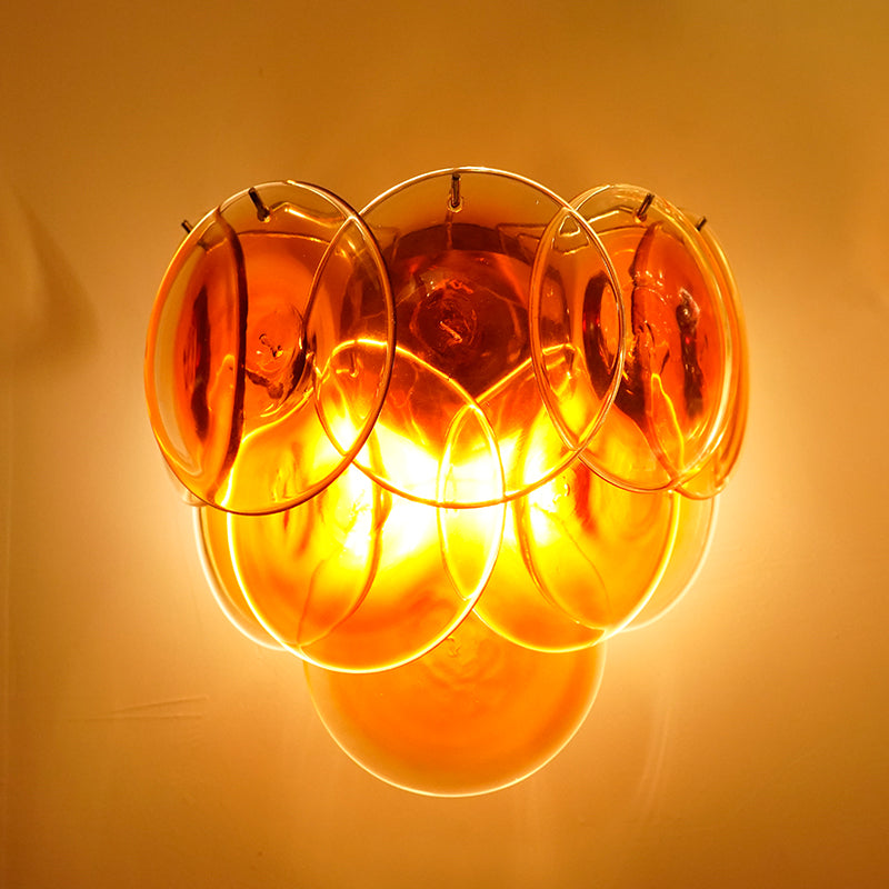 Amber Murano Glass Disc Wall Lamp — view 4