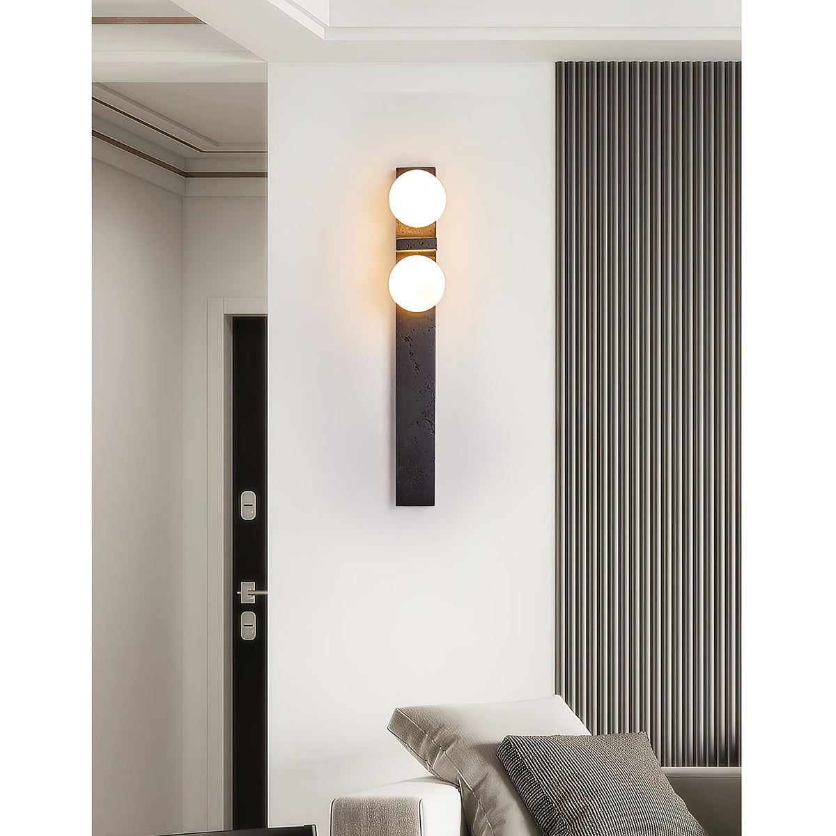 Asymmetrical Travertine Wall Sconce — view 15
