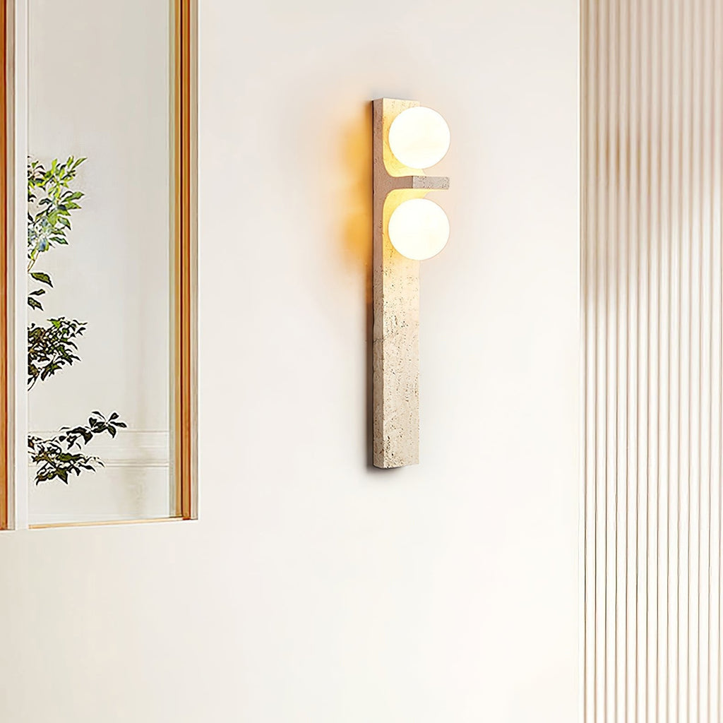 Asymmetrical Travertine Wall Sconce — view 4