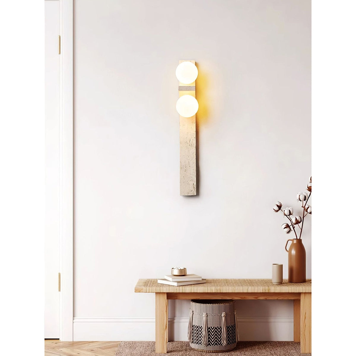 Asymmetrical Travertine Wall Sconce — view 7