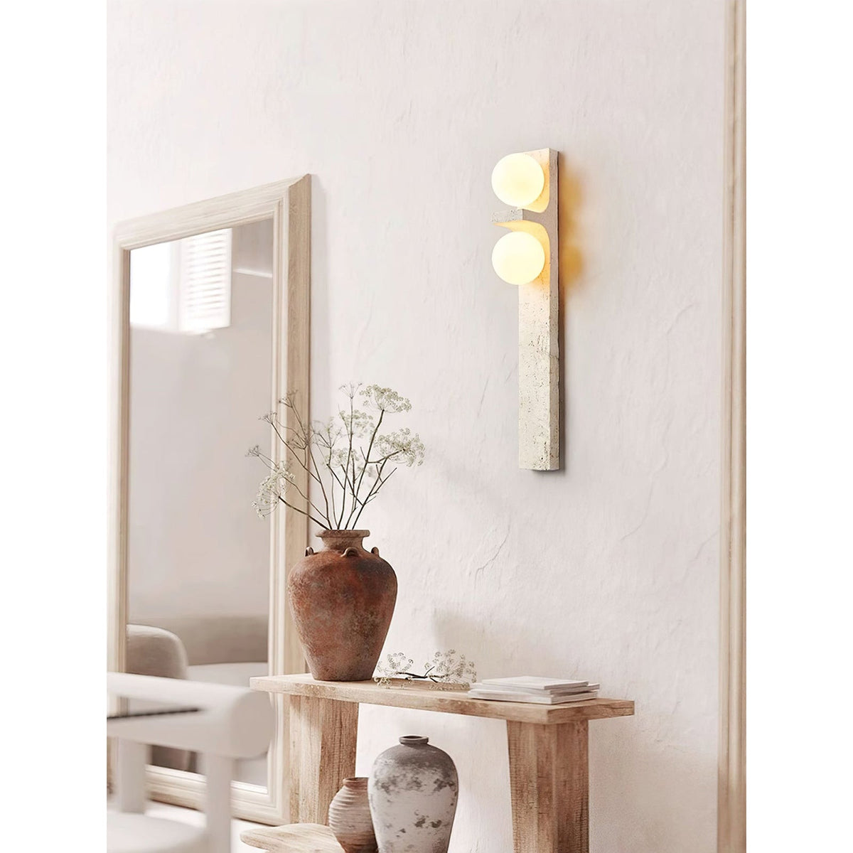 Asymmetrical Travertine Wall Sconce — view 5