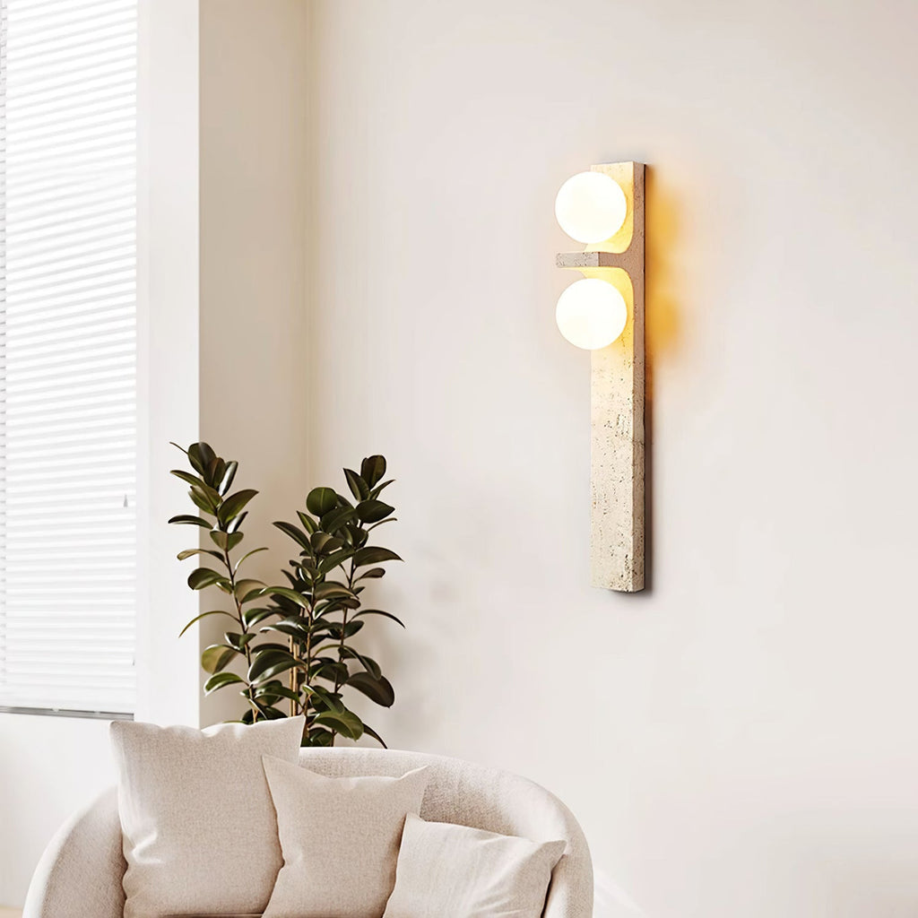 Asymmetrical Travertine Wall Sconce — view 2