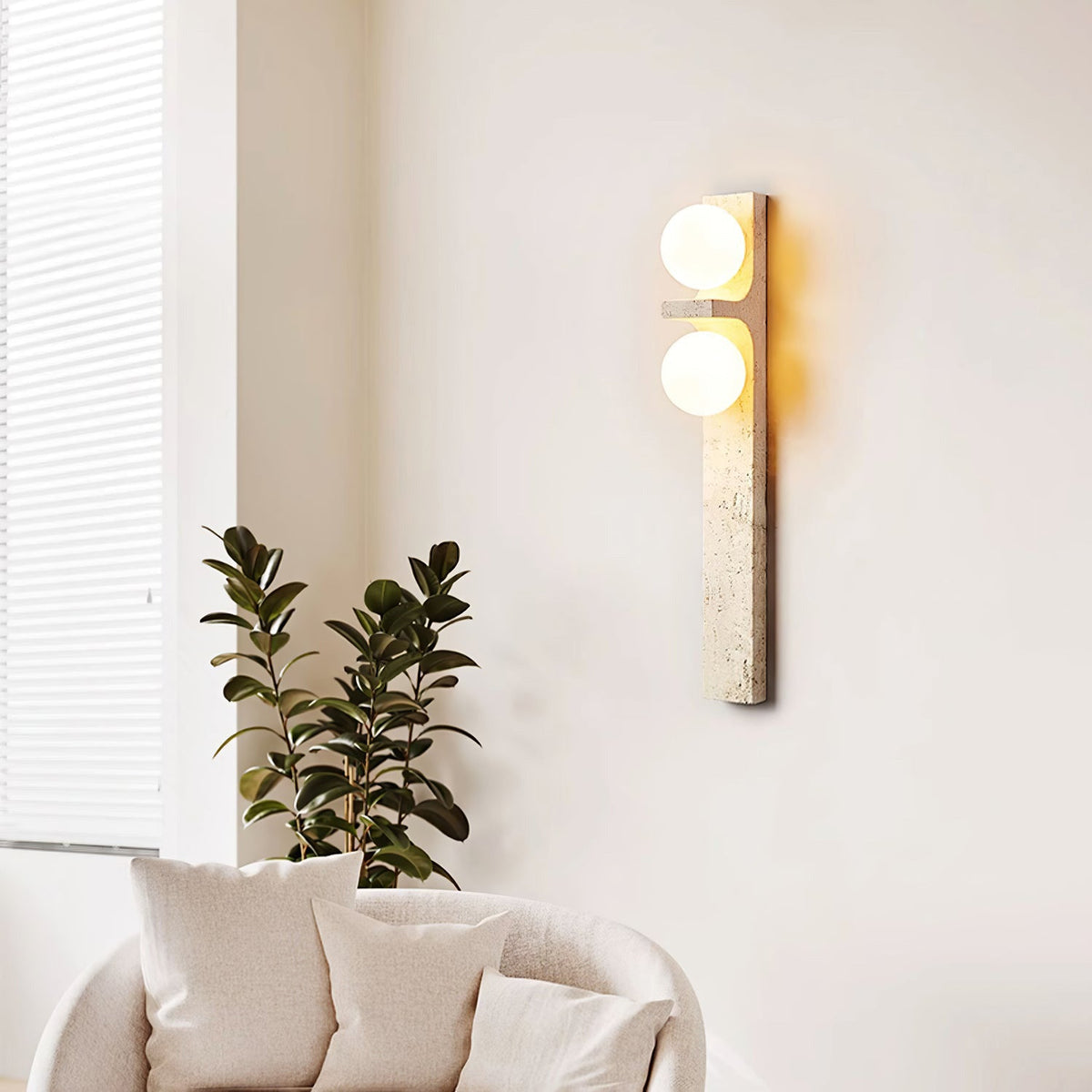 Asymmetrical Travertine Wall Sconce — view 2