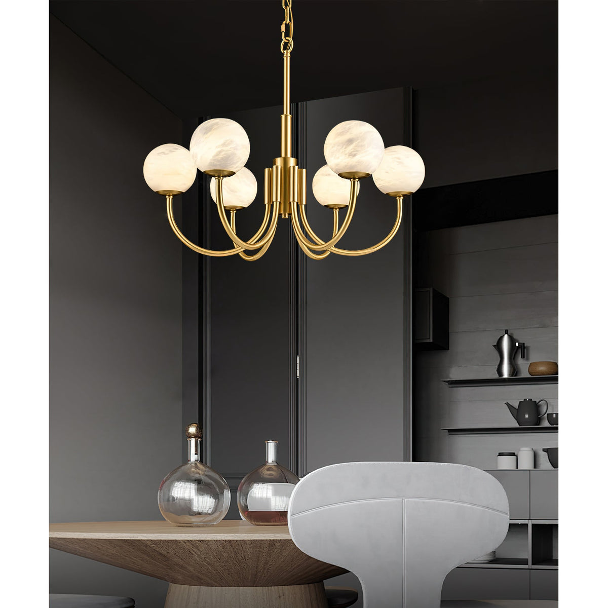 Aurelian Alabaster Globe Chandelier — view 14