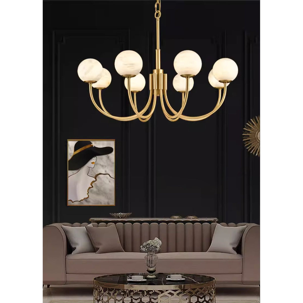 Aurelian Alabaster Globe Chandelier — view 23
