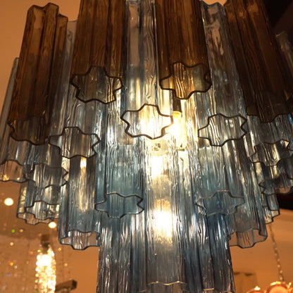 Blue Smoke Murano Glass Tube Chandelier