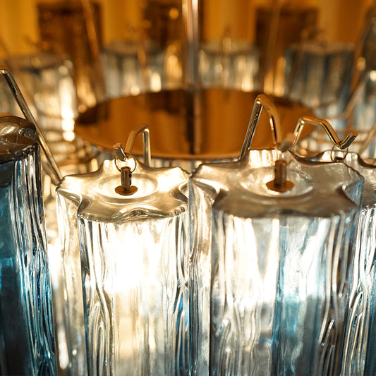Blue Smoke Murano Glass Tube Chandelier